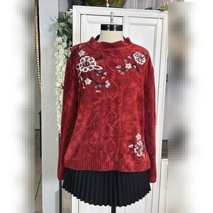 Alfred Dunner Red Sweater X Large Holiday Cozy Warm Cute Winter